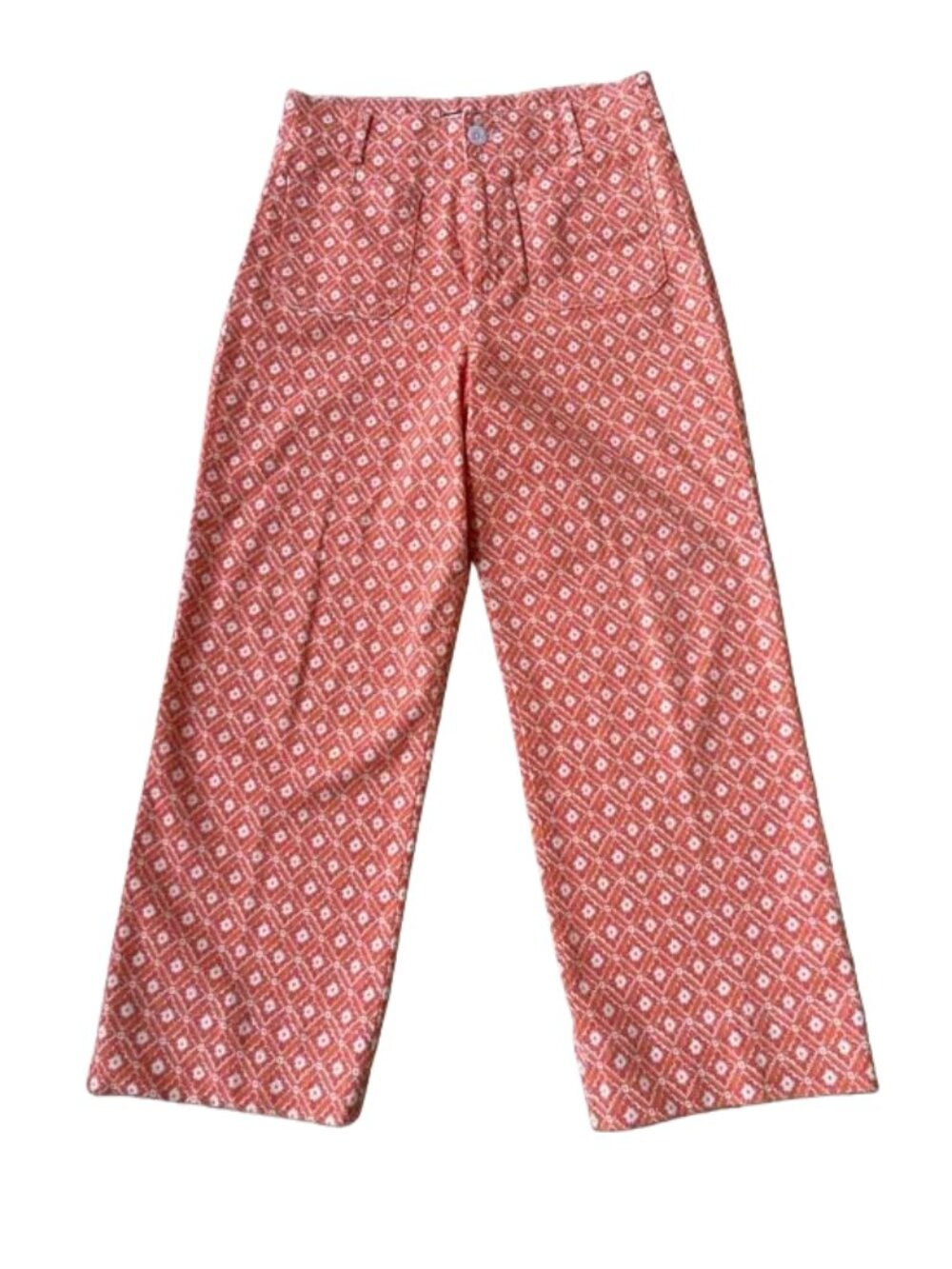 Bagatelle High Rise Coral Geometric Wide Leg Pants